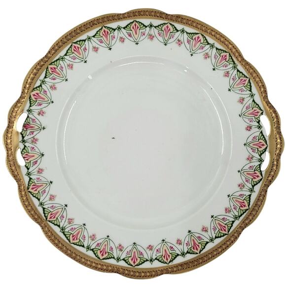 Moritz Zdekauer M.Z. Austrian China Porcelain Gilded Coquette Dessert Platter - Picture 1 of 8
